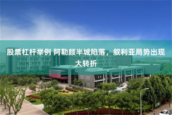 股票杠杆举例 阿勒颇半城陷落，叙利亚局势出现大转折