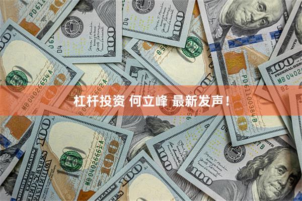 杠杆投资 何立峰 最新发声！