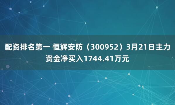 配资排名第一 恒辉安防（300952）3月21日主力资金净买入1744.41万元
