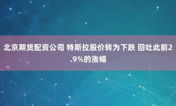 北京期货配资公司 特斯拉股价转为下跌 回吐此前2.9%的涨幅