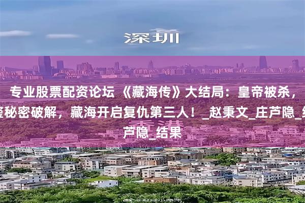 专业股票配资论坛 《藏海传》大结局：皇帝被杀，癸玺秘密破解，藏海开启复仇第三人！_赵秉文_庄芦隐_结果